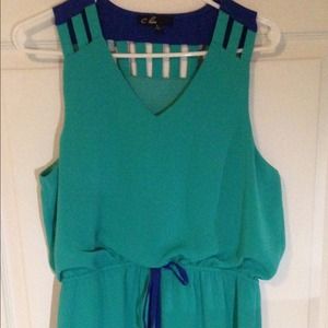Turquoise pull over dress