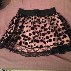 Rue 21 pink & black polka dot skirt