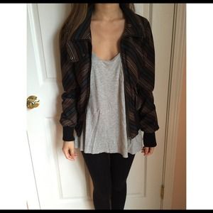 Striped biker jacket