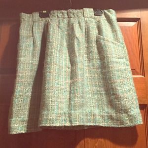 JCrew Teal & White Tweed Skirt