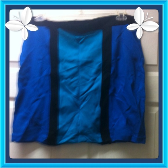 Skirt Blue green and black color block skirt