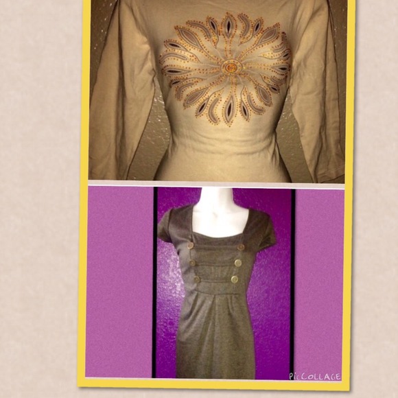 🎉🎉BUNDLE🎉🎉 browsunflower shirt and grey dress