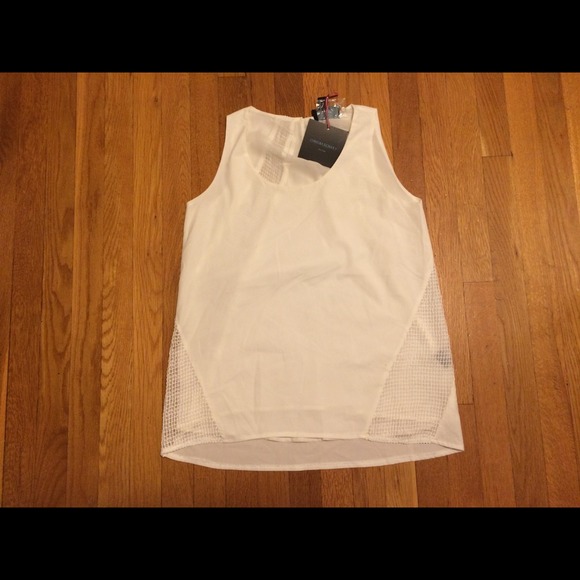 NWT White Dressy Sleeveless Top w Mesh Like Detail