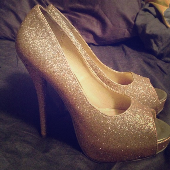 Charlotte Russe Gold Sparkly Heels