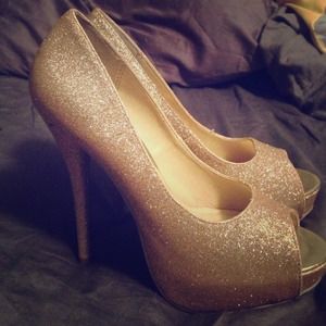 Charlotte Russe Gold Sparkly Heels