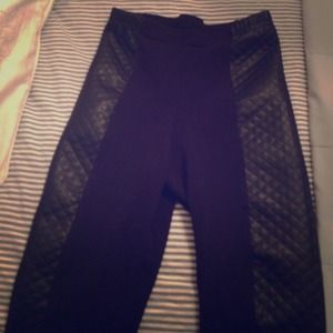 Faux leather quilted leggings