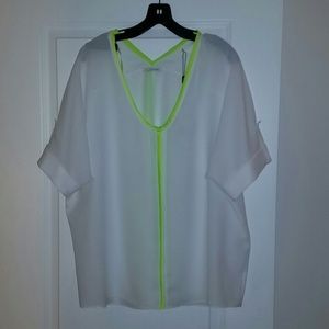 Flowing blouse with neon stripe