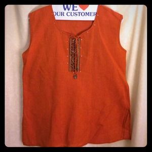 Linen beaded short tunic