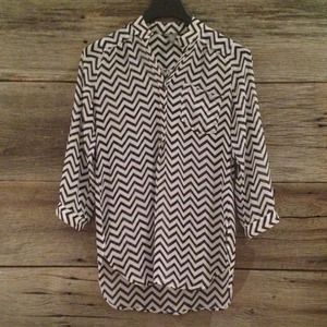 Tunic - Sheer Navy & White Chevron