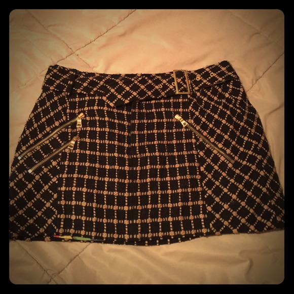 Rachel Rachel Roy tweed mini skirt 10 black tan