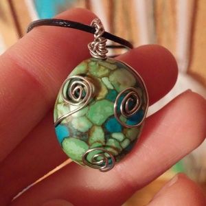 Wire wrapped Stone Bead