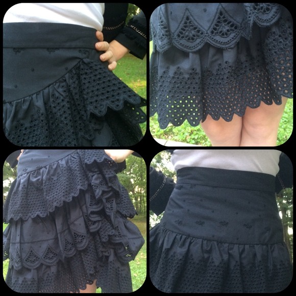 Catherine Malandrino Tiered Black Eyelet Skirt - Picture 3 of 3