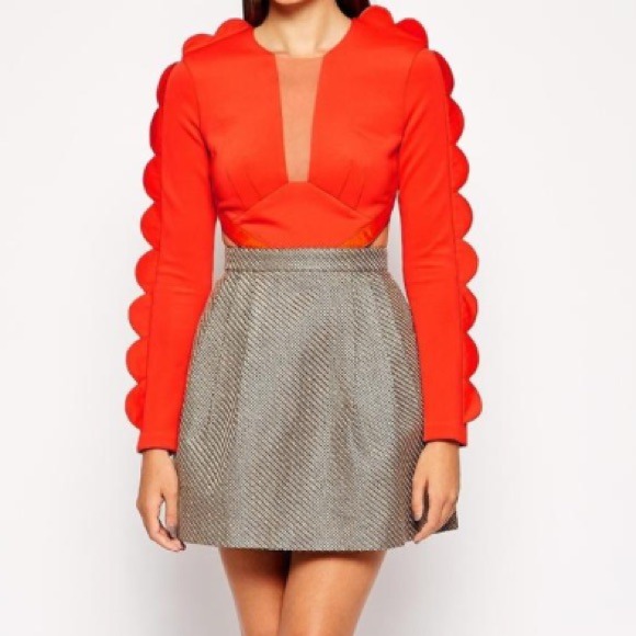 UNIQUE Three Floor rare Orange & brown Dress twill - Picture 2 of 4