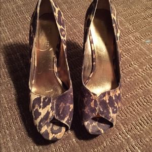 Nine West Peep Toe Leopard Heels