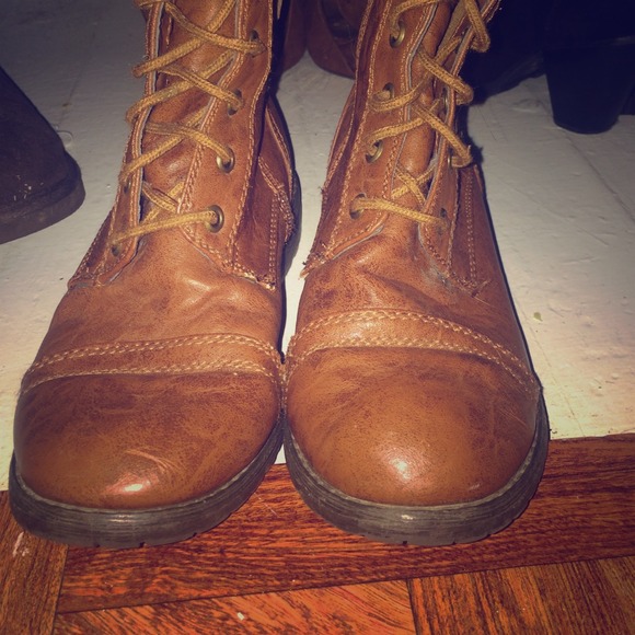 brown combat boots