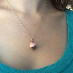 Tiffany & Co. pink cupcake charm with chain