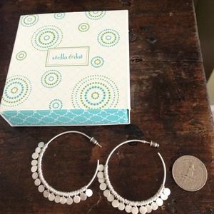 Stella & Dot Silver Fringe Hoop Earings - Large
