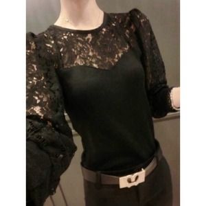 Black Cotton Blends Blouse