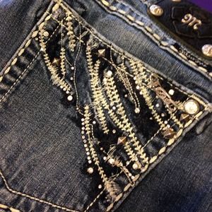 Miss Me Lightly Worn Easy Boot Denim Blue Jeans