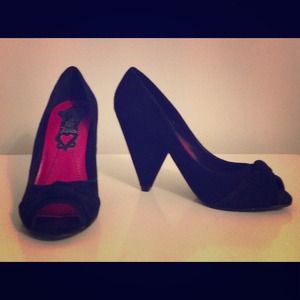 FiFi & Elvis Suede Peep Toe Pumps