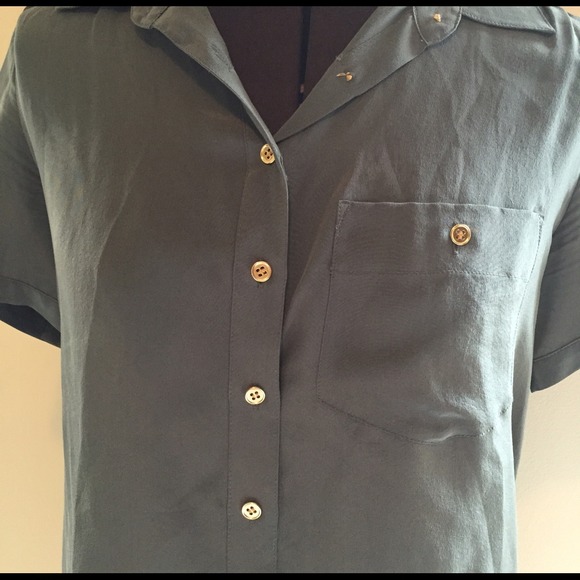 J. Crew green silk top