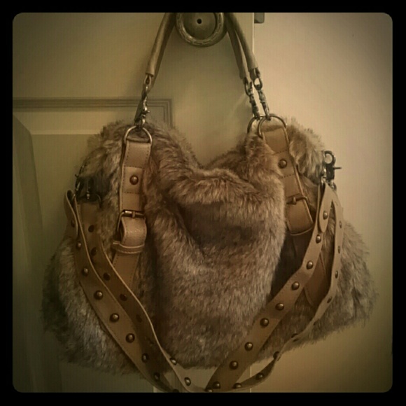 Handbags - Faux fur satchel and dress bundle.