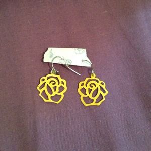 Yellow rose earrings