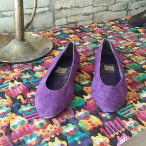 Nina Purple suede slight heeled flats