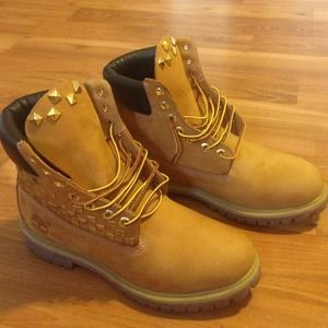 Custom studded Timberlands