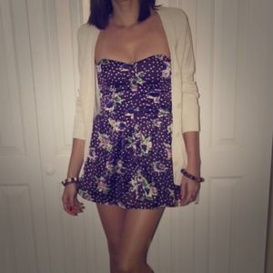Printed romper with corset-like top