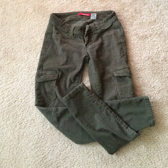 Army green corduroy carpenter slim fit jeans