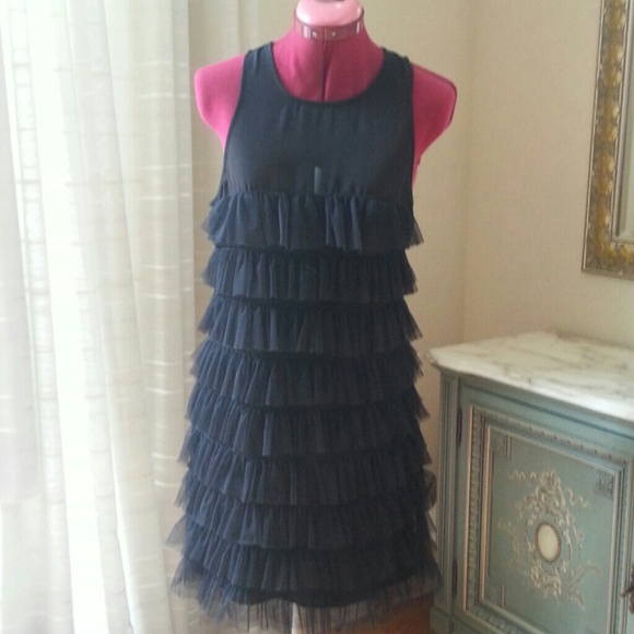 Black tulle ruffle dress