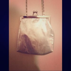 Diamanté Rhinestone Silver Foil Evening Bag