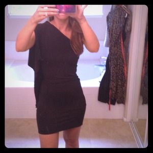 One shoulder little black cocktail dress