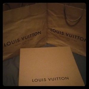 Louis Vuitton box and shopping bags
