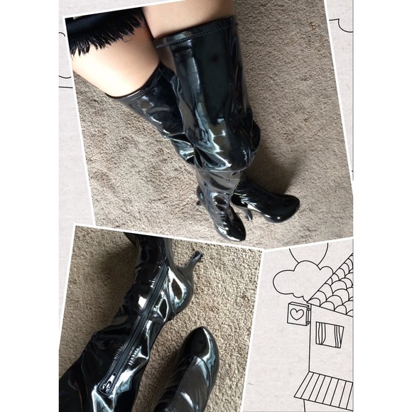 🚫SOLD on e🚫JC Long Patent Black Leather Boots - Picture 4 of 4