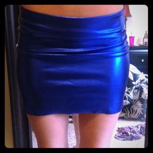 Blue metallic skirt