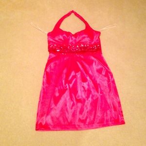 Coral Halter top cocktail dress