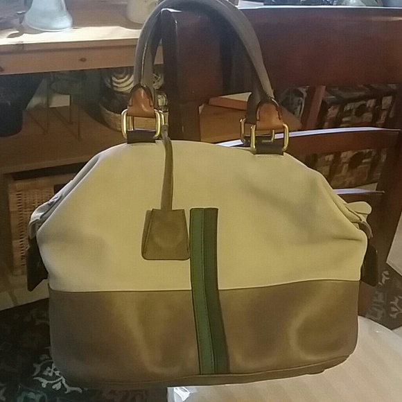 Authentic Celine boston two tone luggage bag