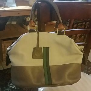 Authentic Celine boston two tone luggage bag