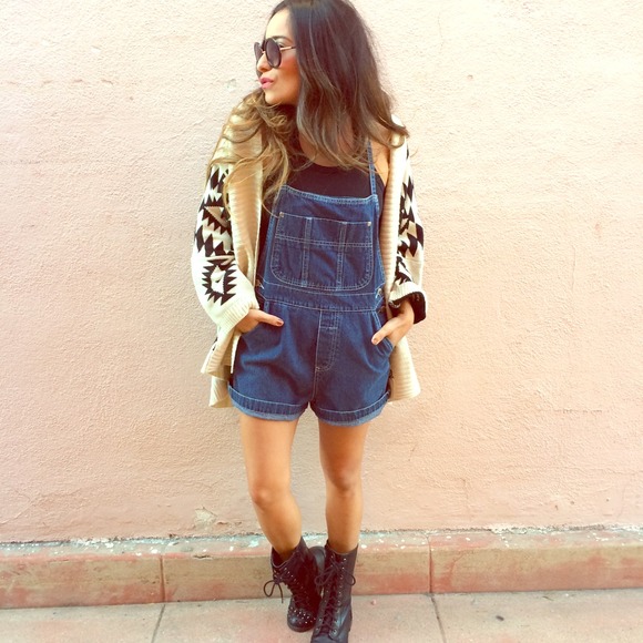 Anchor Blue Denim - Denim Overall Shorts