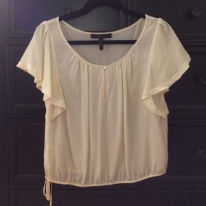 BCBGMaxAzria cream silk flow top small