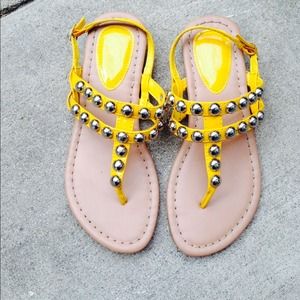 Silver ball sandals and yellow color