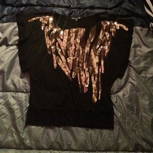 Black shirt with gold sequin