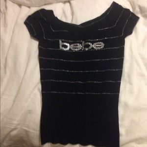 Black and Silver Bebe Top
