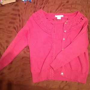 Pink button up cardigan, 3/4 sleeve