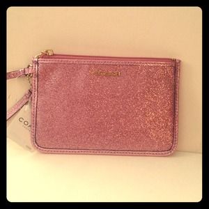 Coach Pink Glitter Small Wristlet
