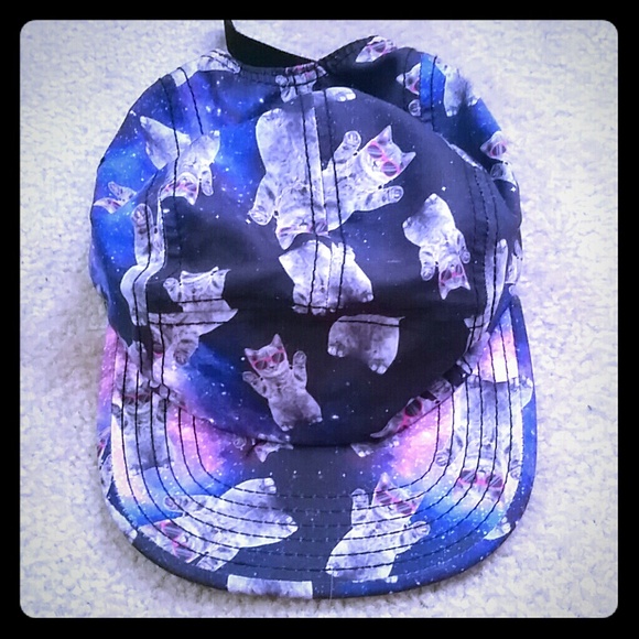 Neon lights Galaxy Cat cap
