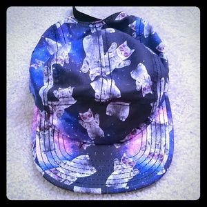 Neon lights Galaxy Cat cap