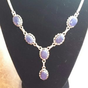 Purple sapphire and silver necklace # 335